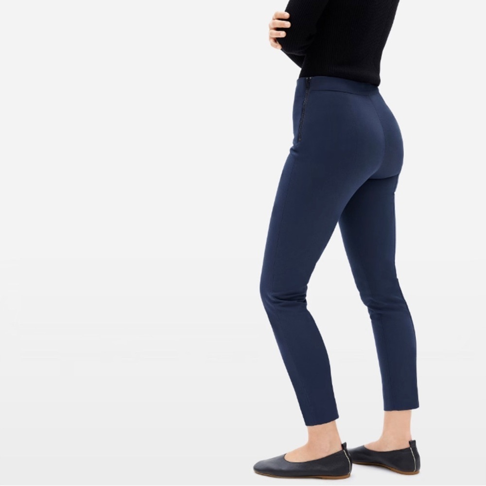 NWT Everlane Womens The Side-Zip Work Pants size 0 Stretch Cotton Navy Blue